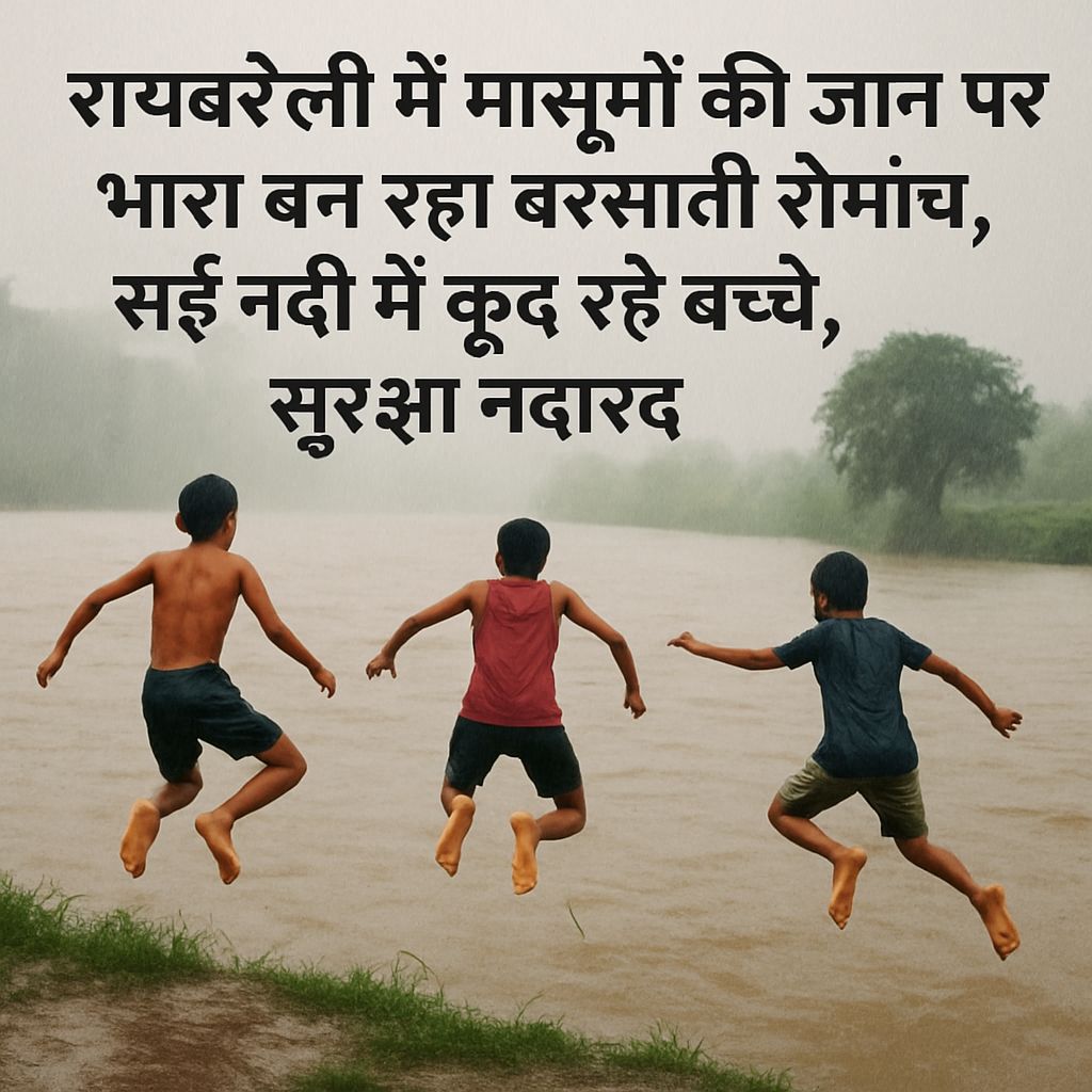 रायबरेली में मासूमों की जान पर भारी बन रहा बरसाती रोमांच, सई नदी में कूद रहे बच्चे, सुरक्षा नदारद