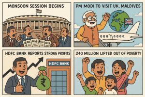आज की टॉप 5 बड़ी खबरें: संसद में गरमा गरमी तय, पीएम मोदी की विदेश यात्रा, बैंकिंग में तगड़ा मुनाफा, गरीबी में बड़ी गिरावट और कोर्ट की AI पर लगाम
