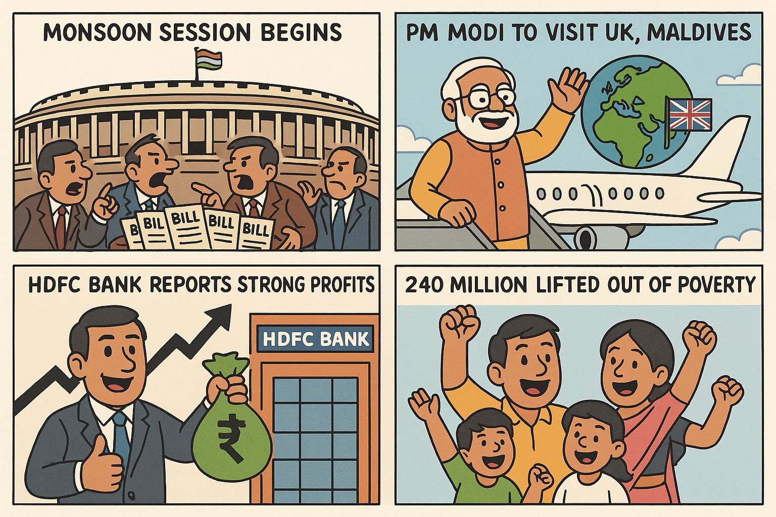 आज की टॉप 5 बड़ी खबरें: संसद में गरमा गरमी तय, पीएम मोदी की विदेश यात्रा, बैंकिंग में तगड़ा मुनाफा, गरीबी में बड़ी गिरावट और कोर्ट की AI पर लगाम