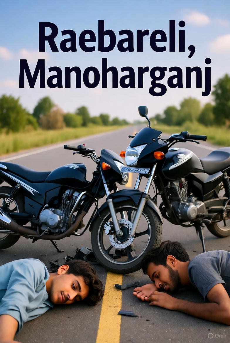 रायबरेली हादसा: मनोहरगंज के पास दो बाइकों की आमने-सामने टक्कर, दो युवकों की मौत, दो की हालत गंभीर